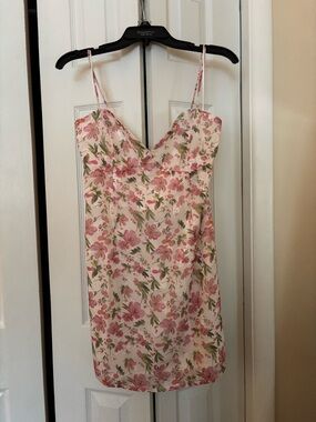 Pink Floral Slip Mini Dress
